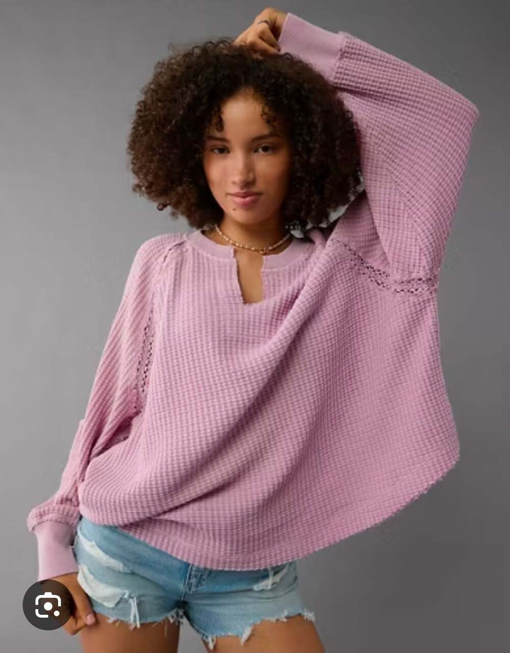 American Eagle seriously lived in AE Oversized Waffle Long Sleeve XS-L